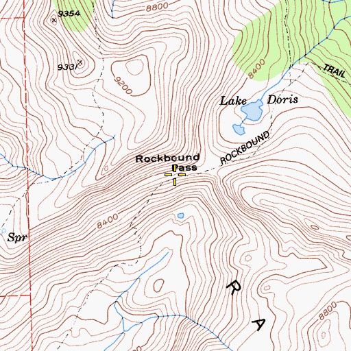 Topographic Map of Rockbound Pass, CA