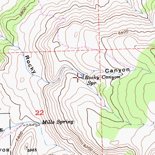 Topographic Map of Rocky Canyon Spring, CA