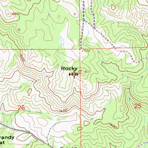 Topographic Map of Rocky Hill, CA