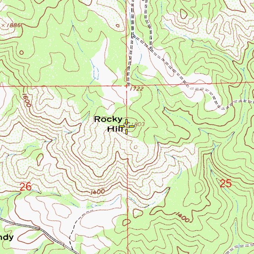 Topographic Map of Rocky Hill, CA