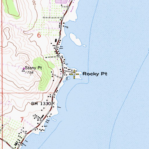 Topographic Map of Rocky Point, CA