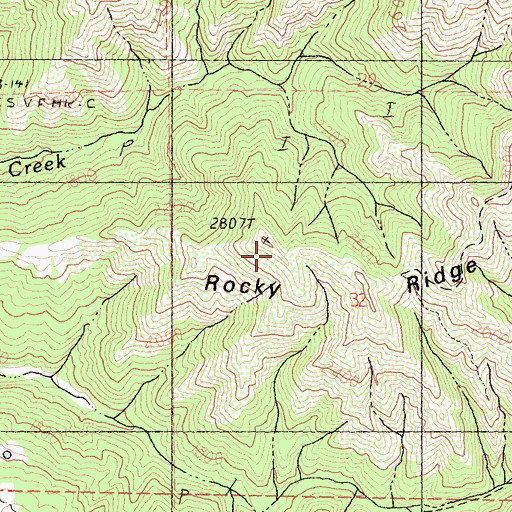 Topographic Map of Rocky Ridge, CA