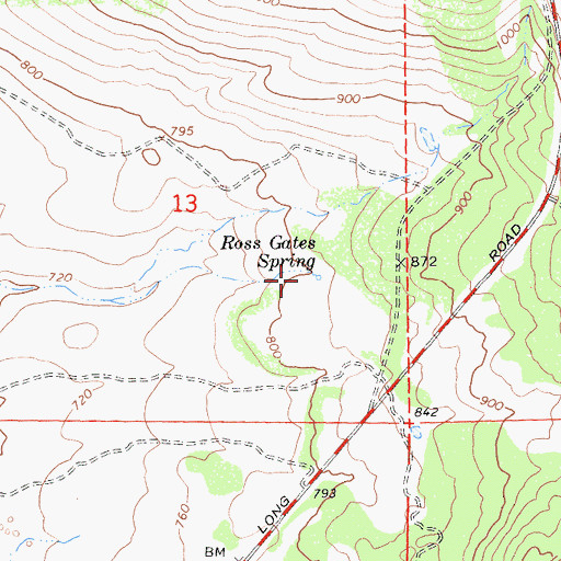 Topographic Map of Ross Gates Spring, CA