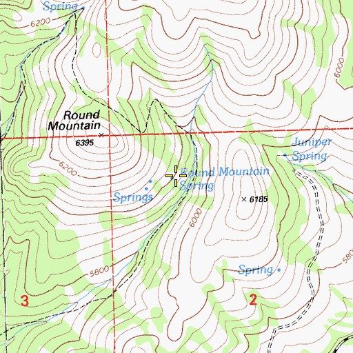 Topographic Map of Round Mountain Spring, CA