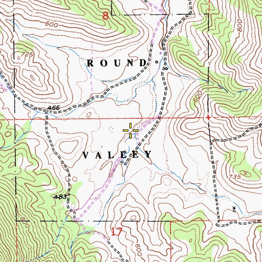 Topographic Map of Round Valley, CA