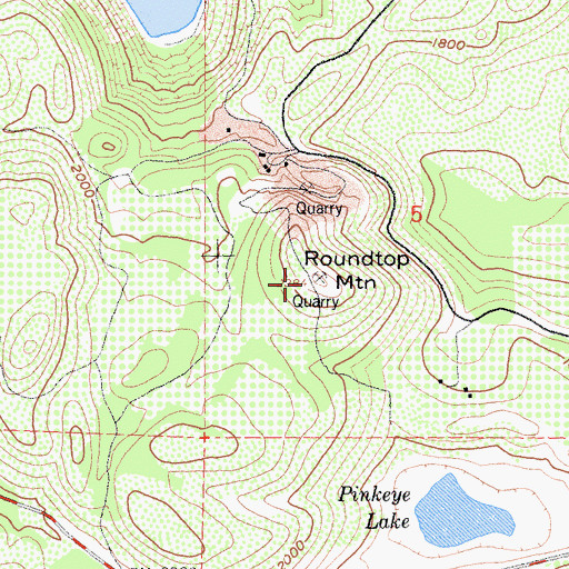 Topographic Map of Roundtop Mountain, CA