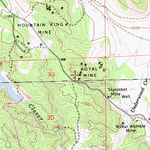 Topographic Map of Royal Mine, CA