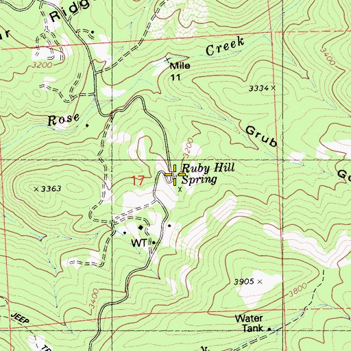 Topographic Map of Ruby Hill Spring, CA