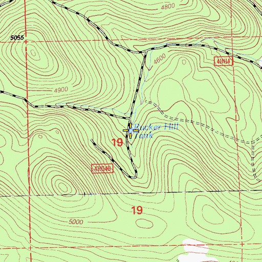 Topographic Map of Rucker Hill Tank, CA