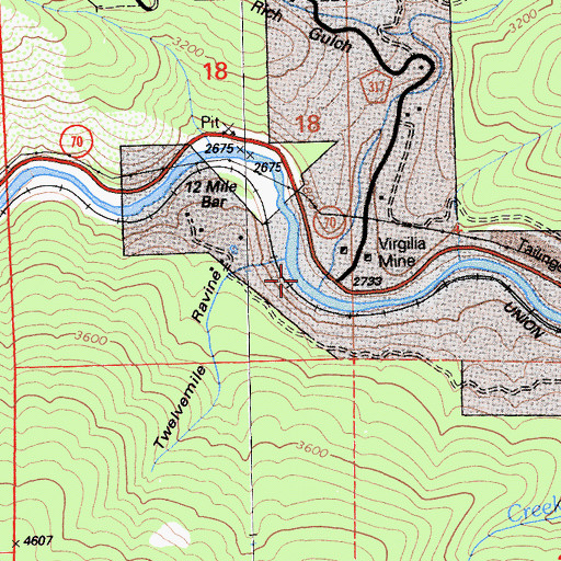Topographic Map of Rush Creek, CA
