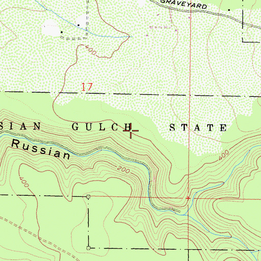 Topographic Map of Russian Gulch State Park, CA