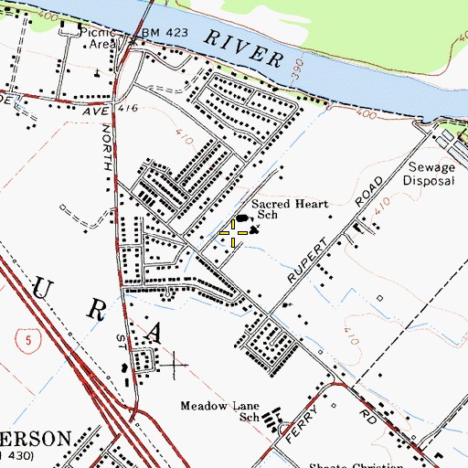 Topographic Map of Sacred Heart Elementary School, CA