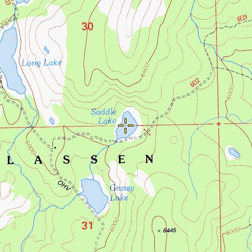 Topographic Map of Saddle Lake, CA