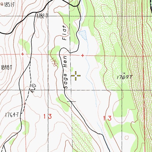 Topographic Map of Sage Hen Flat, CA