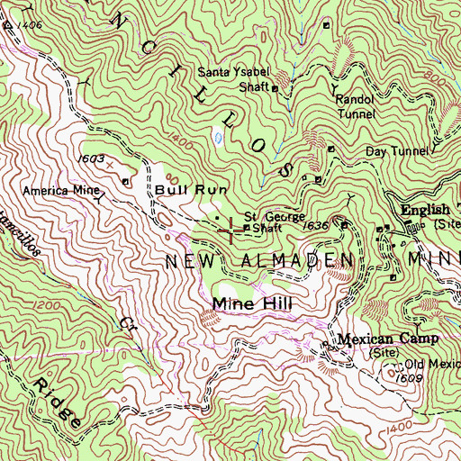 Topographic Map of Saint George Shaft, CA