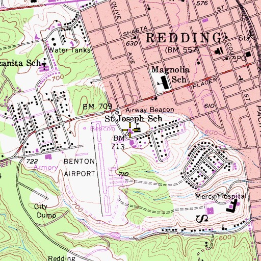 Topographic Map of Saint Joseph School, CA