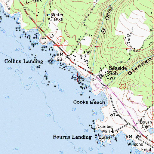 Topographic Map of Saint Orres Creek, CA