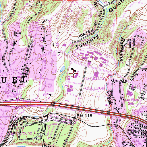 Topographic Map of Salesian College, CA