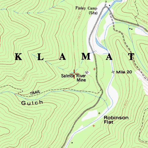 Topographic Map of Salmon River Mine, CA