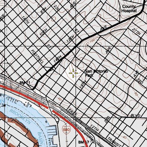 Topographic Map of San Antonio Park, CA