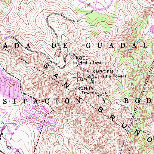 Topographic Map of San Bruno Mountain, CA