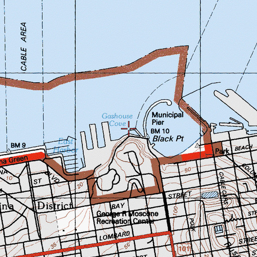 Topographic Map of San Francisco Park, CA