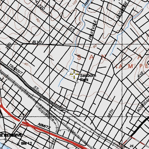 Topographic Map of Sanborn Park, CA