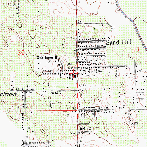 Topographic Map of Sand Hill, CA