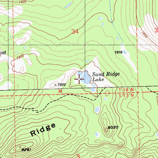 Topographic Map of Sand Ridge Lake, CA
