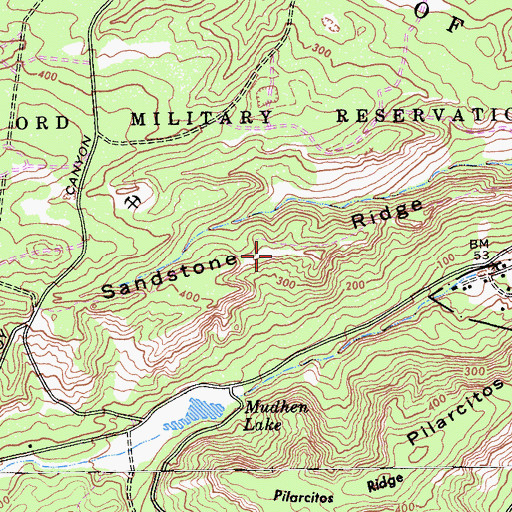 Topographic Map of Sandstone Ridge, CA