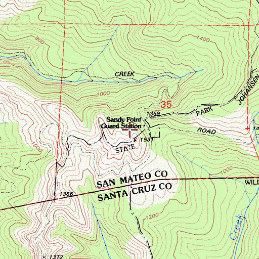 Topographic Map of Sandy Point Guard Station, CA