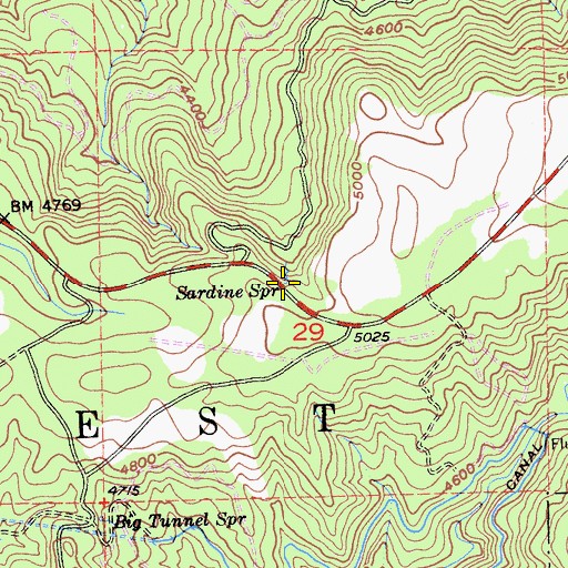 Topographic Map of Sardine Spring, CA