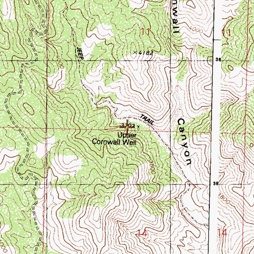 Topographic Map of Upper Cornwall Well, AZ