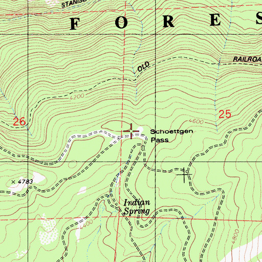 Topographic Map of Schoettgen Pass, CA