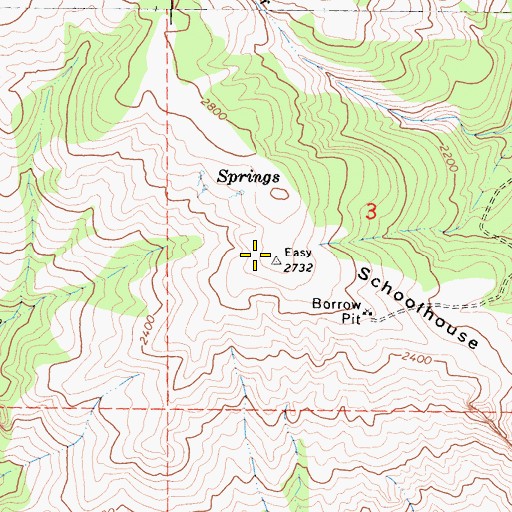 Topographic Map of Schoolhouse Hill, CA