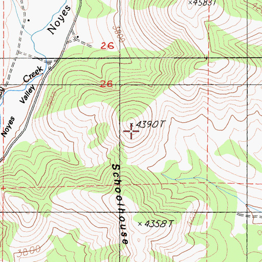 Topographic Map of Schoolhouse Hill, CA