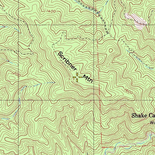 Topographic Map of Scribner Mountain, CA