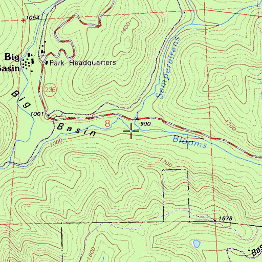 Topographic Map of Sempervirens Creek, CA