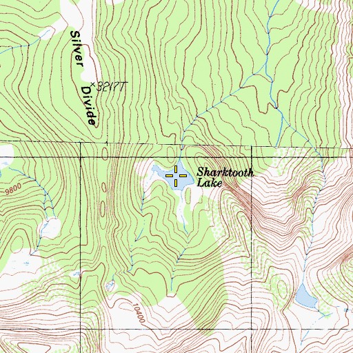 Topographic Map of Sharktooth Lake, CA