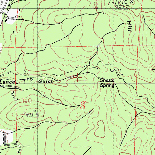 Topographic Map of Shasta Spring, CA