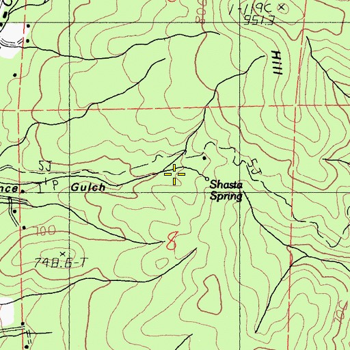 Topographic Map of Shasta Spring, CA