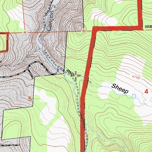 Topographic Map of Sheep Gulch, CA