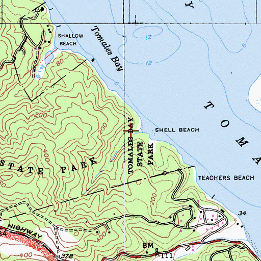 Topographic Map of Shell Beach, CA