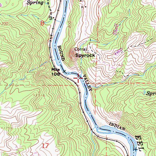 Topographic Map of Shell Creek, CA