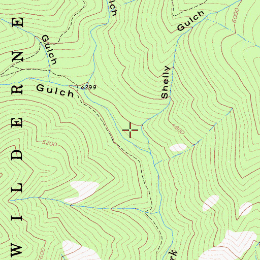 Topographic Map of Shelly Gulch, CA