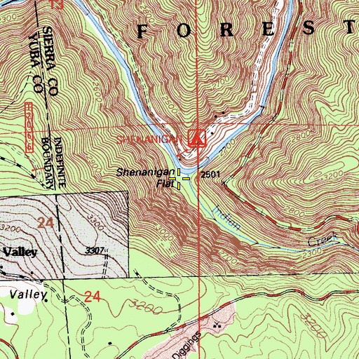 Topographic Map of Shenanigan Flat, CA
