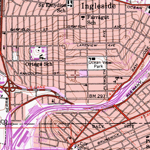 Topographic Map of Sheridan Elementary School, CA