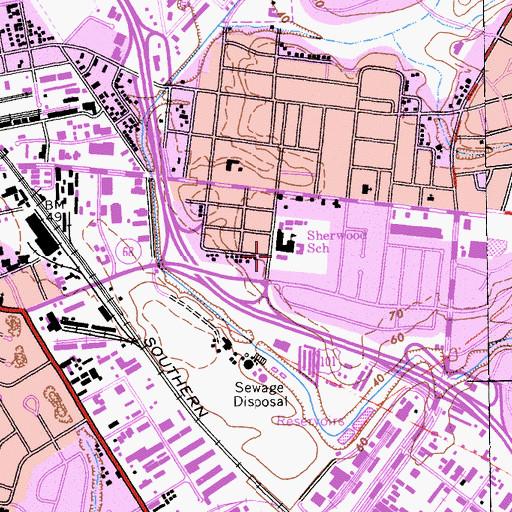 Topographic Map of Sherwood Elementary School, CA