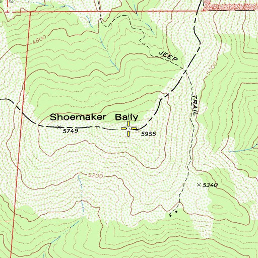 Topographic Map of Shoemaker Bally, CA