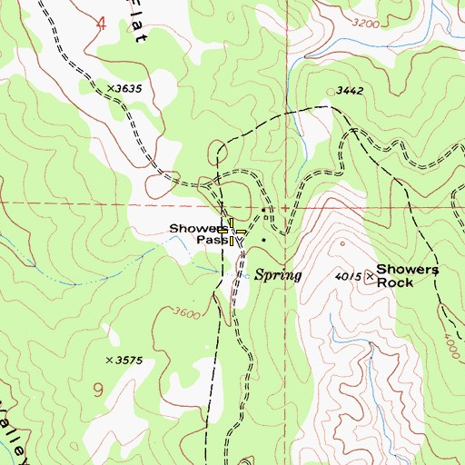 Topographic Map of Showers Pass, CA